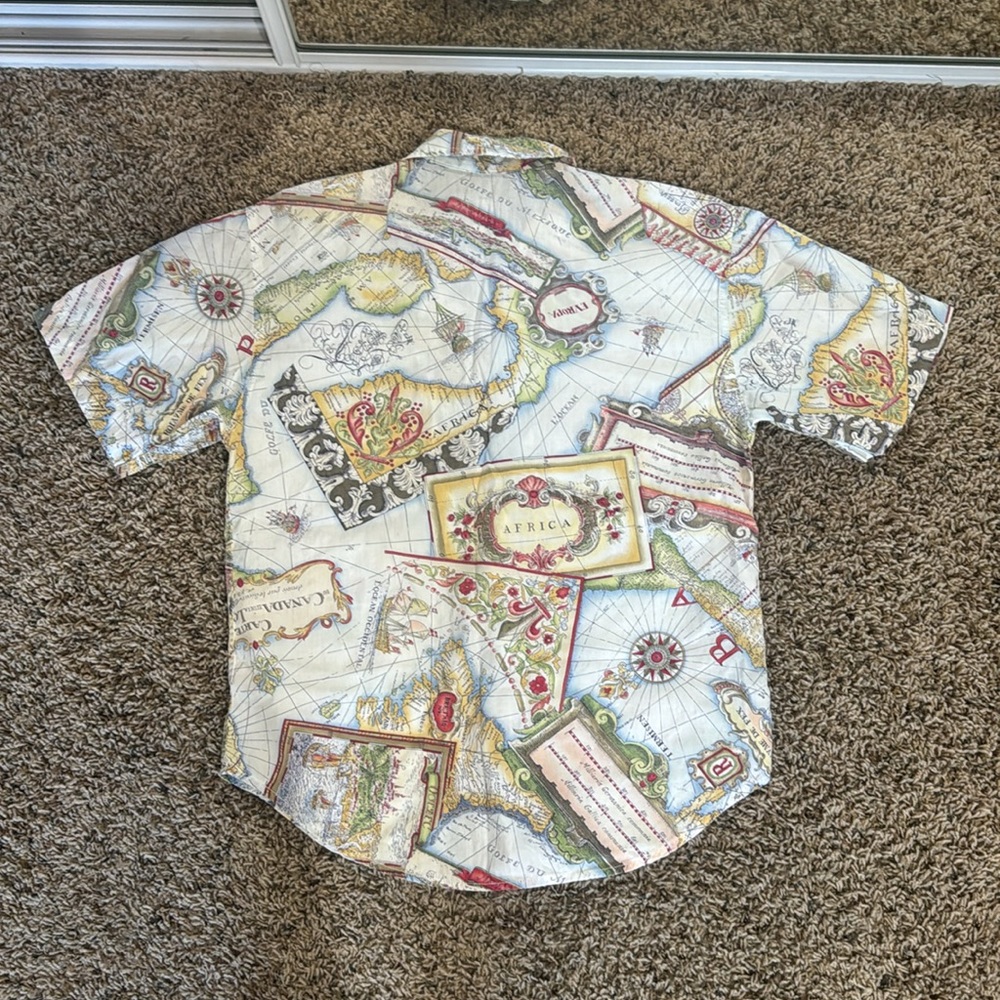 Vintage World Map Button Down - image 5